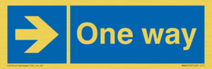 One way with right directional arrow
